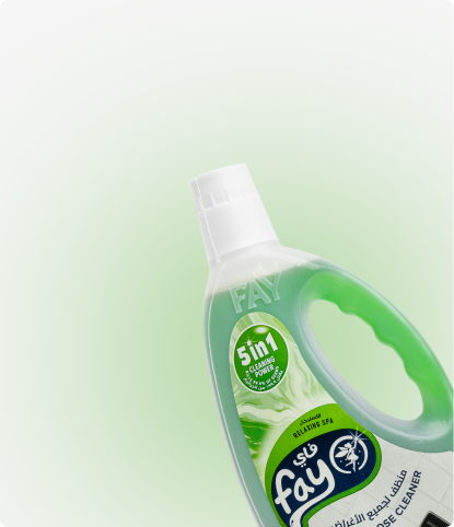 Bottle of Fay cleaning solution on a light green background
